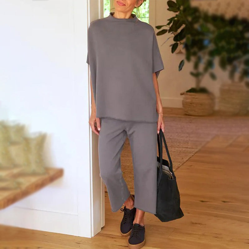 Set wijde broek met 3/4 mouwen voor vrouwen
