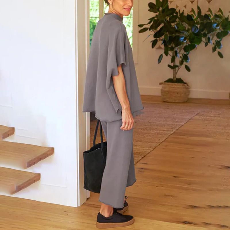 Set wijde broek met 3/4 mouwen voor vrouwen