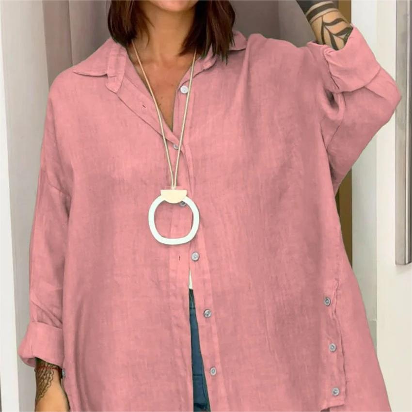 🔥Hot Sale 🔥Women's Casual Solid Color Long Sleeve Button Down Shirt