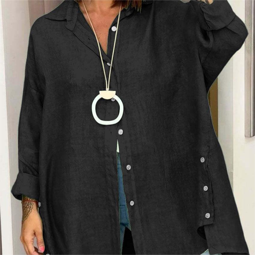 🔥Hot Sale 🔥Women's Casual Solid Color Long Sleeve Button Down Shirt