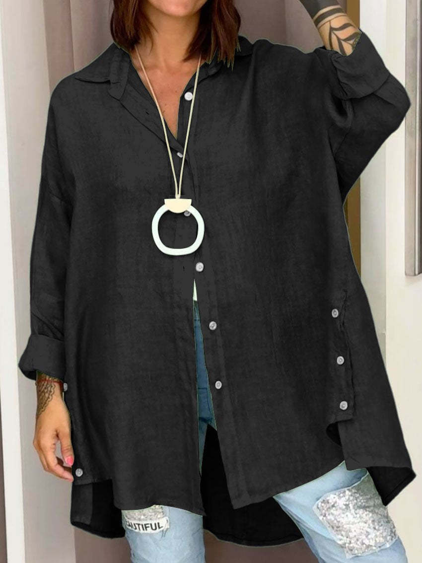 🔥Hot Sale 🔥Women's Casual Solid Color Long Sleeve Button Down Shirt