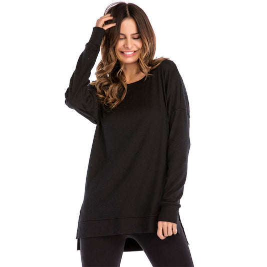 Women's Crewneck Long Sleeves Side Split Tunic Top