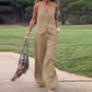 ✨New products on offer ✨Solid Color Button Down Vest and Wide Leg Pants 2 Piece Set for Women