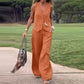 ✨New products on offer ✨Solid Color Button Down Vest and Wide Leg Pants 2 Piece Set for Women