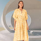 Women's Vintage Floral Pleated Half Sleeve Flowy Dress