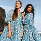 Women's Vintage Floral Pleated Half Sleeve Flowy Dress