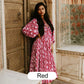 Women's Vintage Floral Pleated Half Sleeve Flowy Dress