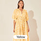 Women's Vintage Floral Pleated Half Sleeve Flowy Dress