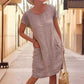 Women's Cotton and Linen Round Neck Printed Dress