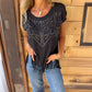 Women's solid colour short sleeve T-shirt with hot print and frayed hem