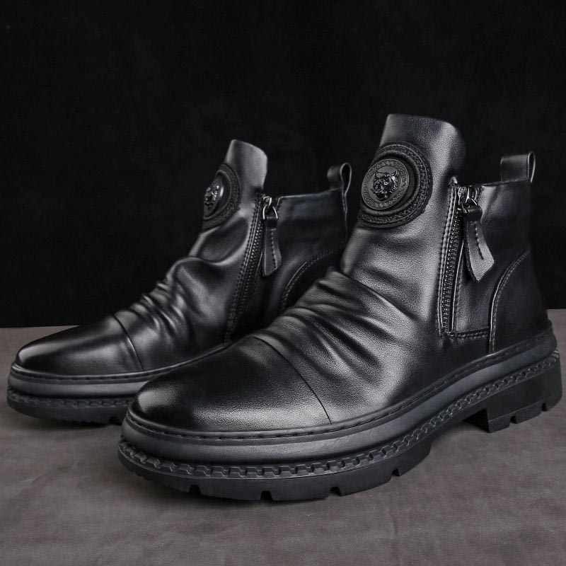 [Best Gift] Men’s Classic Casual Side-zip Leather Boots