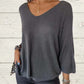 🔥Hot Sales - 60% OFF💕Women's Batwing Sleeve Solid Color V-Neck Knit Top