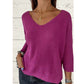🔥Hot Sales - 60% OFF💕Women's Batwing Sleeve Solid Color V-Neck Knit Top