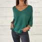 🔥Hot Sales - 60% OFF💕Women's Batwing Sleeve Solid Color V-Neck Knit Top