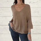 🔥Hot Sales - 60% OFF💕Women's Batwing Sleeve Solid Color V-Neck Knit Top