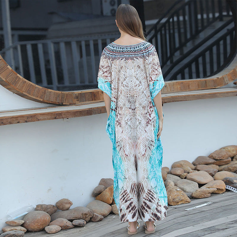 Women’s Feather Print Beach Cover-up