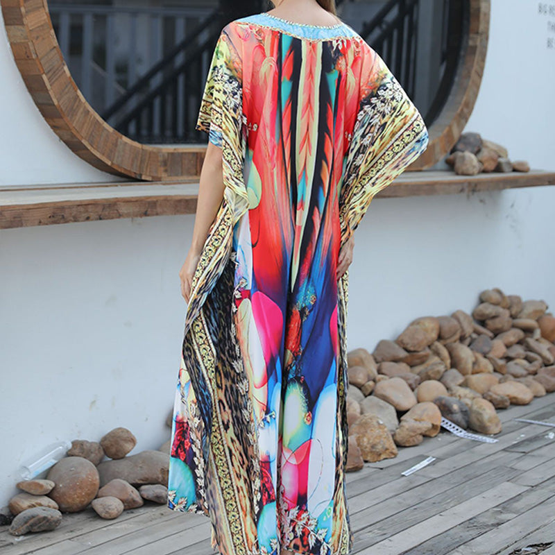 Women’s Feather Print Beach Cover-up