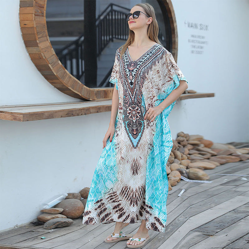 Women’s Feather Print Beach Cover-up