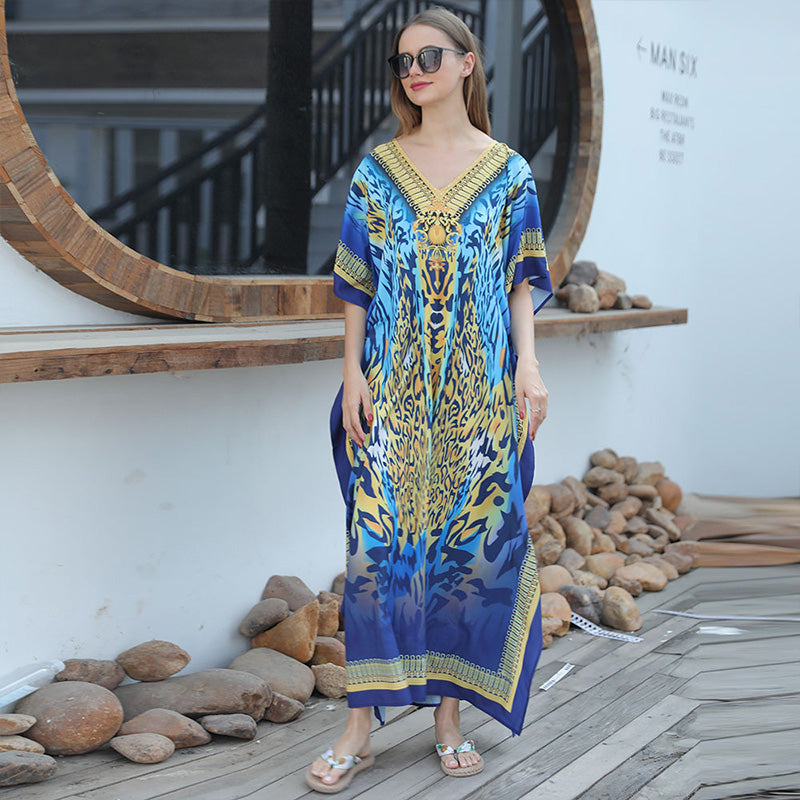 Women’s Feather Print Beach Cover-up