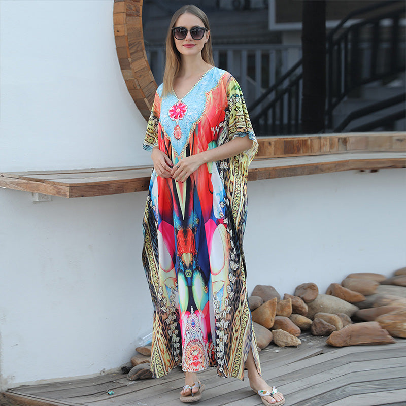 Women’s Feather Print Beach Cover-up