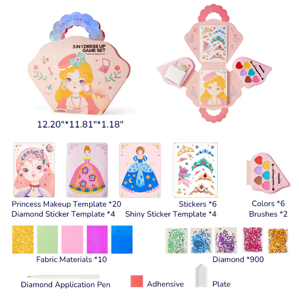 🔥Last Day Promotion 50% OFF💅Fantasy 3-in-1 Princess Dress Up & Make Up Game Set💝