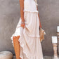Women's Summer Casual Sleeveless Strappy Backless flounces Dress