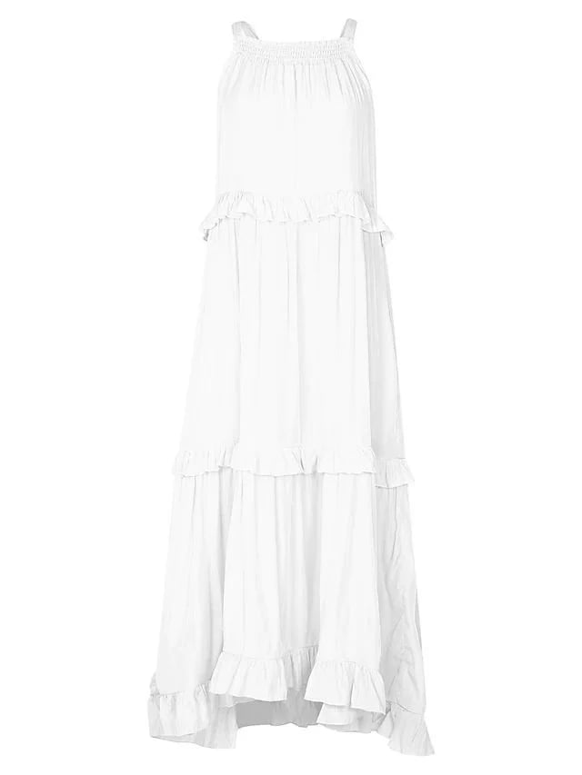 Women's Summer Casual Sleeveless Strappy Backless flounces Dress