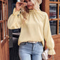 Women's Autumn Solid Ruffle Long-Sleeve Jacquard Top