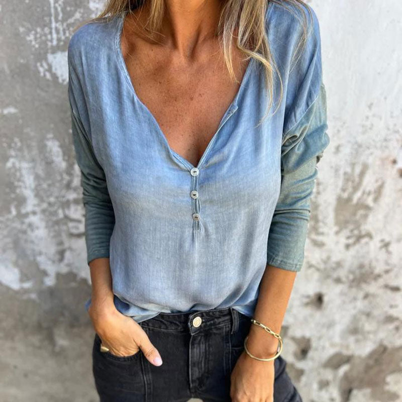 🔥Limited Time 39% OFF🔥Women’s Trendy Solid Color V Neck Long Sleeve Top
