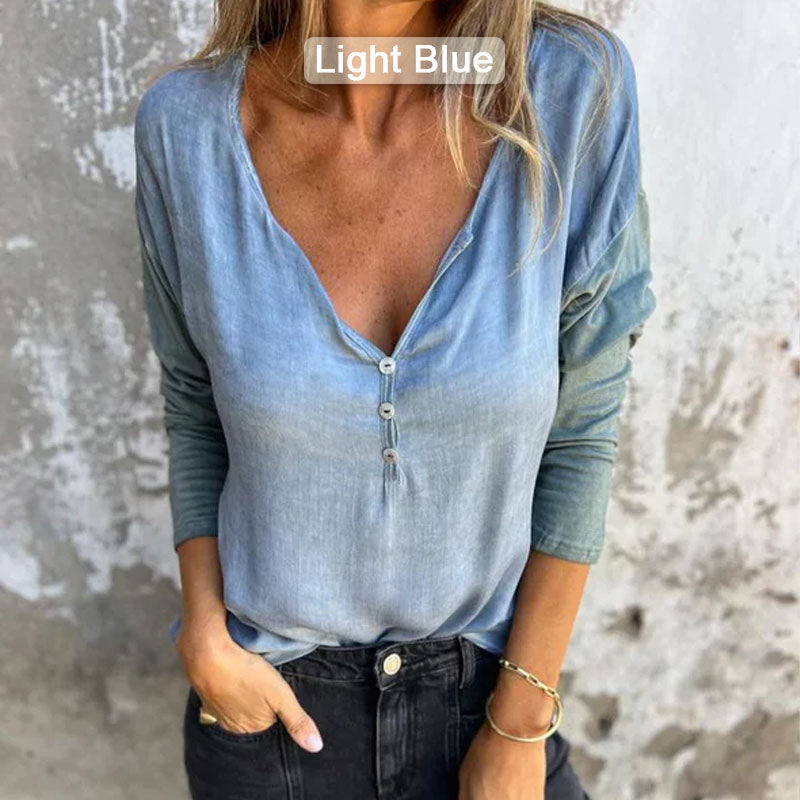 🔥Limited Time 39% OFF🔥Women’s Trendy Solid Color V Neck Long Sleeve Top