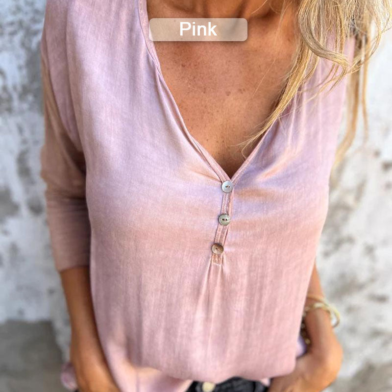 🔥Limited Time 39% OFF🔥Women’s Trendy Solid Color V Neck Long Sleeve Top