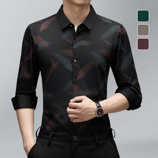 🔥Men's Business Casual Printed Long-Sleeved Shirt