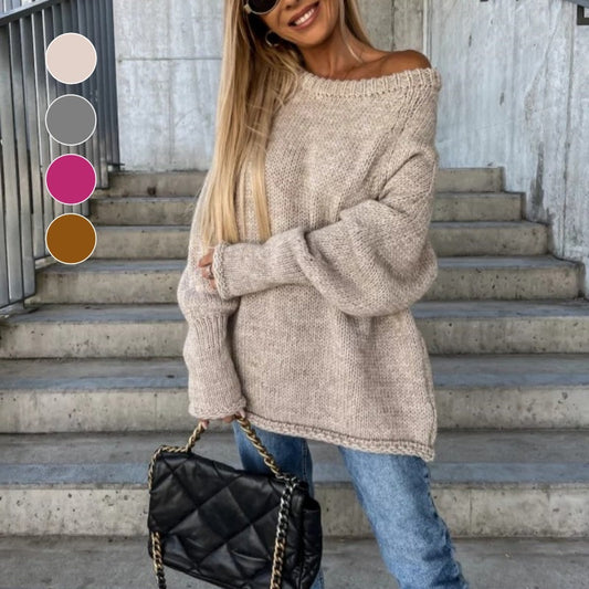 Women's Solid Knitted Round Neck Sweater