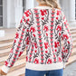 Women's Floral Knit Sweater with Crew Neck & Long Sleeves