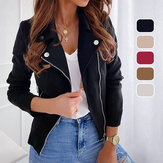 Women's Faux Suede Biker Jacket