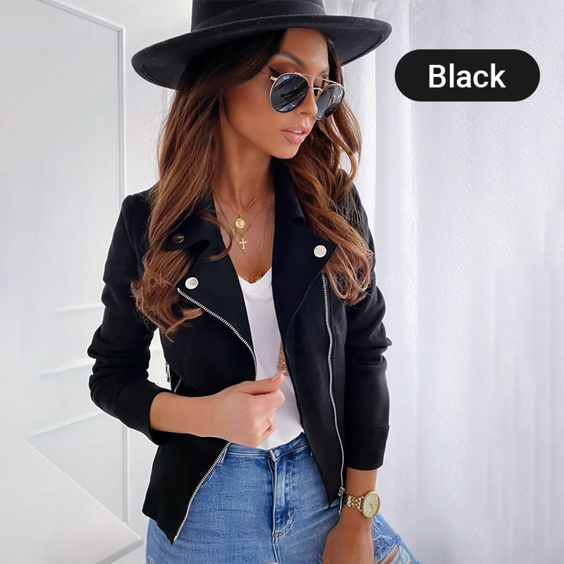 Women's Faux Suede Biker Jacket