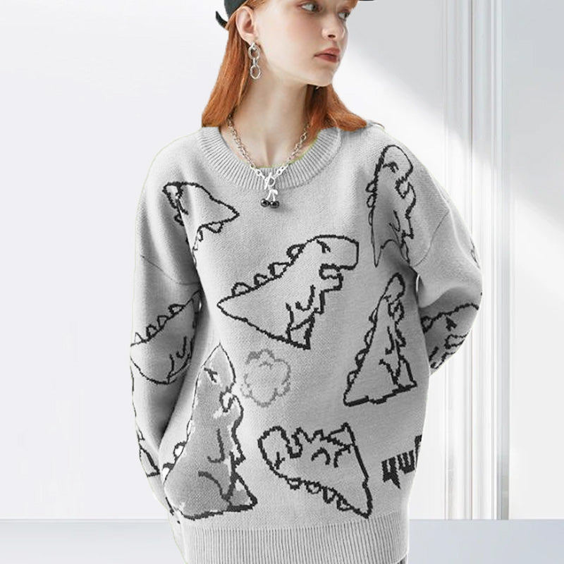 Unisex Cozy Dinosaur Print Sweater