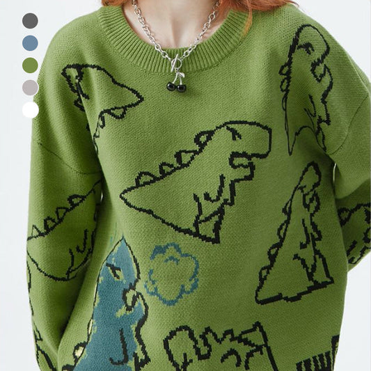 Unisex Cozy Dinosaur Print Sweater