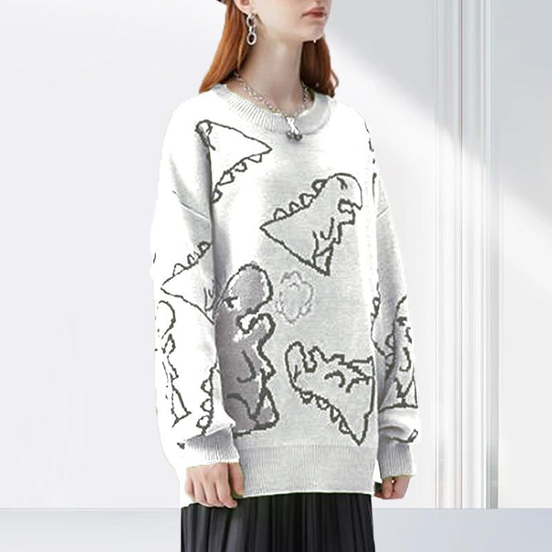 Unisex Cozy Dinosaur Print Sweater