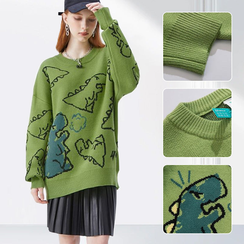 Unisex Cozy Dinosaur Print Sweater