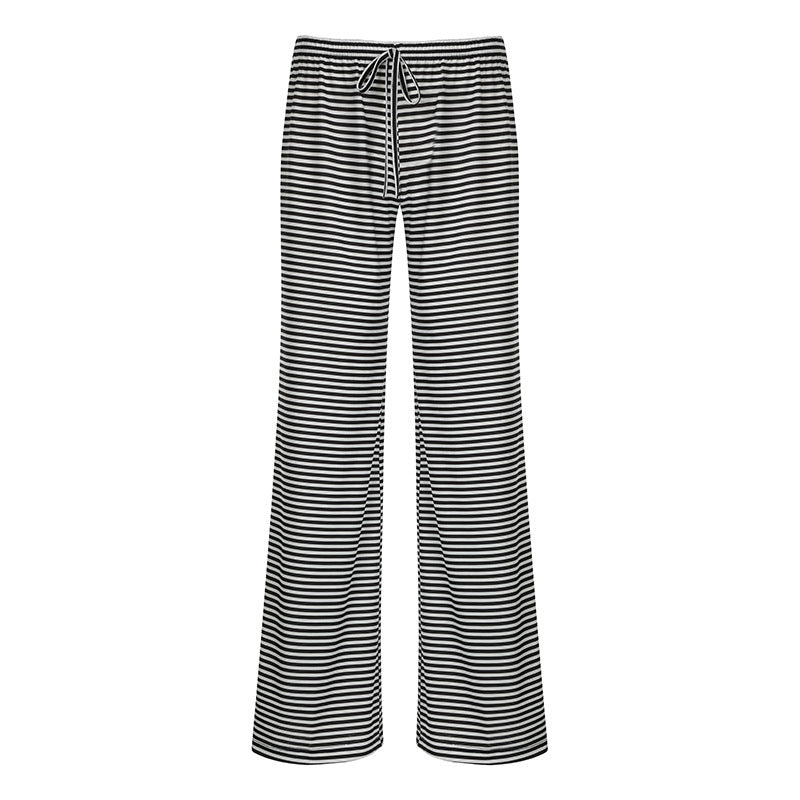 Loose and Casual Low-Waist Striped Pants