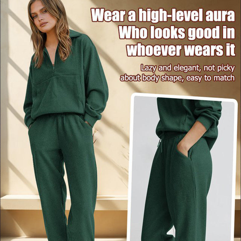 🔥Hot Sale(50% OFF)🔥Long Sleeve Half Zip Sweatsuits Set💕
