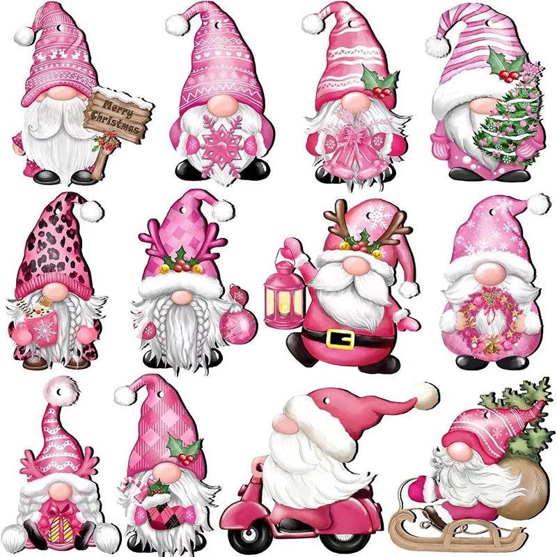 24pcs Christmas Wooden Gnome Ornaments Set