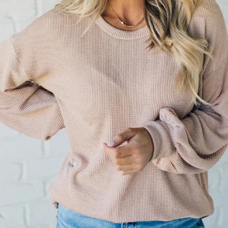 Women's Casual Round Neck Long Sleeve Pullover Top