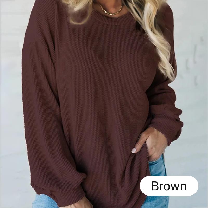 Women's Casual Round Neck Long Sleeve Pullover Top