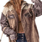 Women's Casual Corduroy Hooded Color Block Jacket