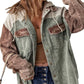 Women's Casual Corduroy Hooded Color Block Jacket