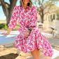 Women's Long Sleeve V Neck Bohemian Midi Dress