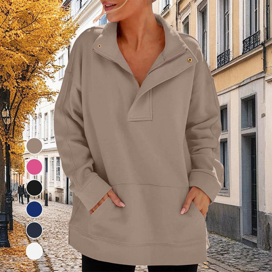 Women's Casual Lapel Half Zip Tops