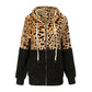 Thickened Hooded Jacket with Leopard Print Pattern